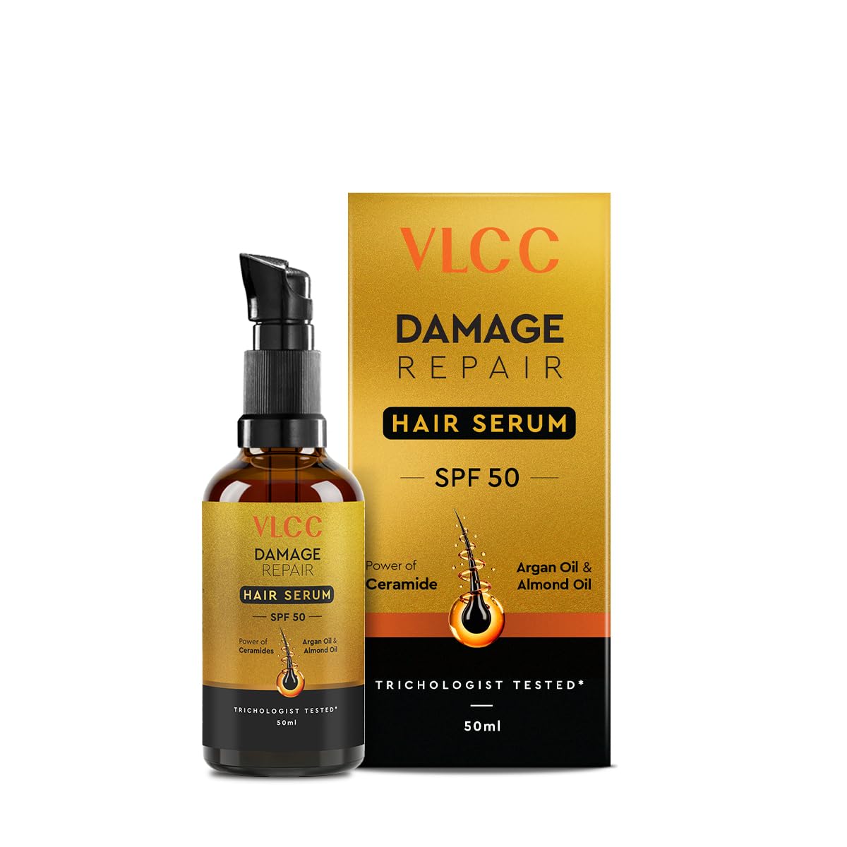 Vlcc Damage Repair Hair Serum Spf 5050 Ml | With Ceramide, Argan Oil & Almond Oil For Sun Protection, Frizz Control & Hair Dama