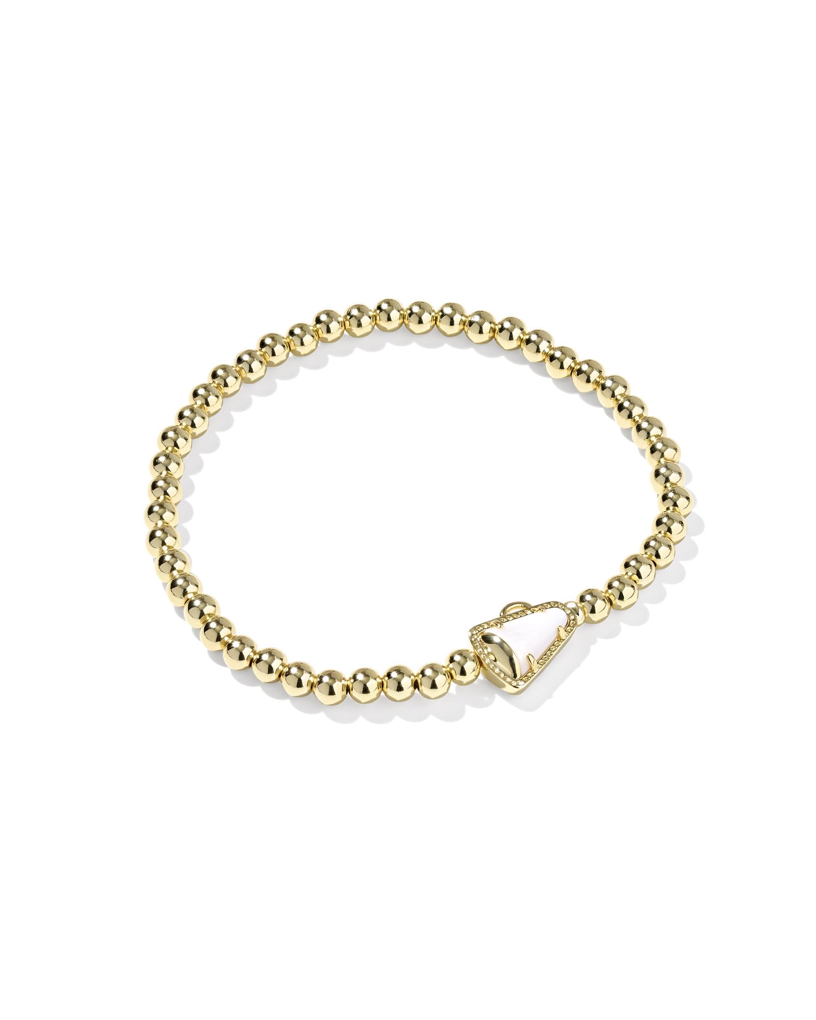 Kendra Scott Cheer Stretch Bracelet, 14K Gold-Plated Brass, Fashion Jewelry for Women, White Mother Of Pearl