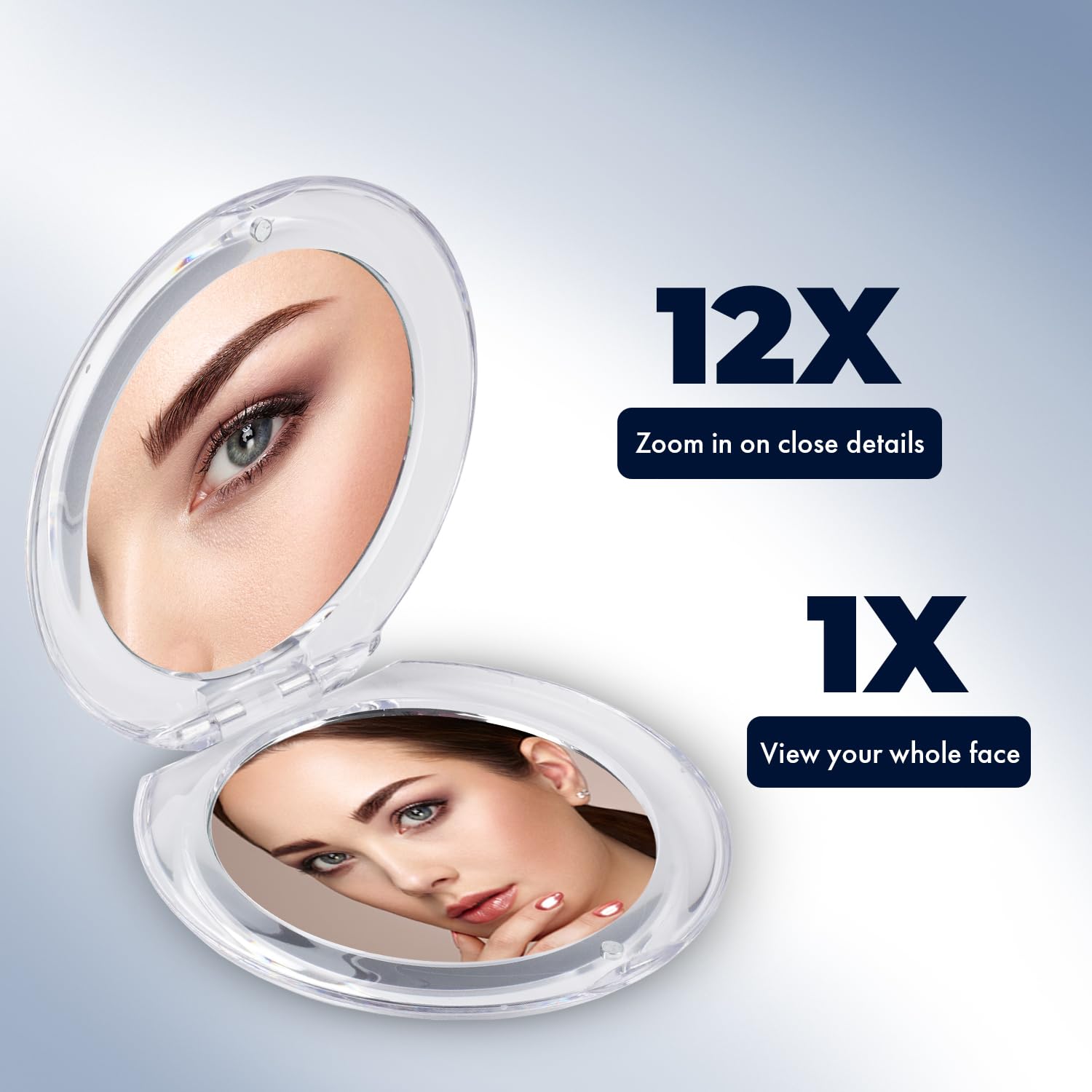 MIRRORVANA Small 12X Magnifying Travel Makeup Mirror, Dual-Sided 12X/1X, Foldable and Lightweight, Portable Compact Mirror Desig