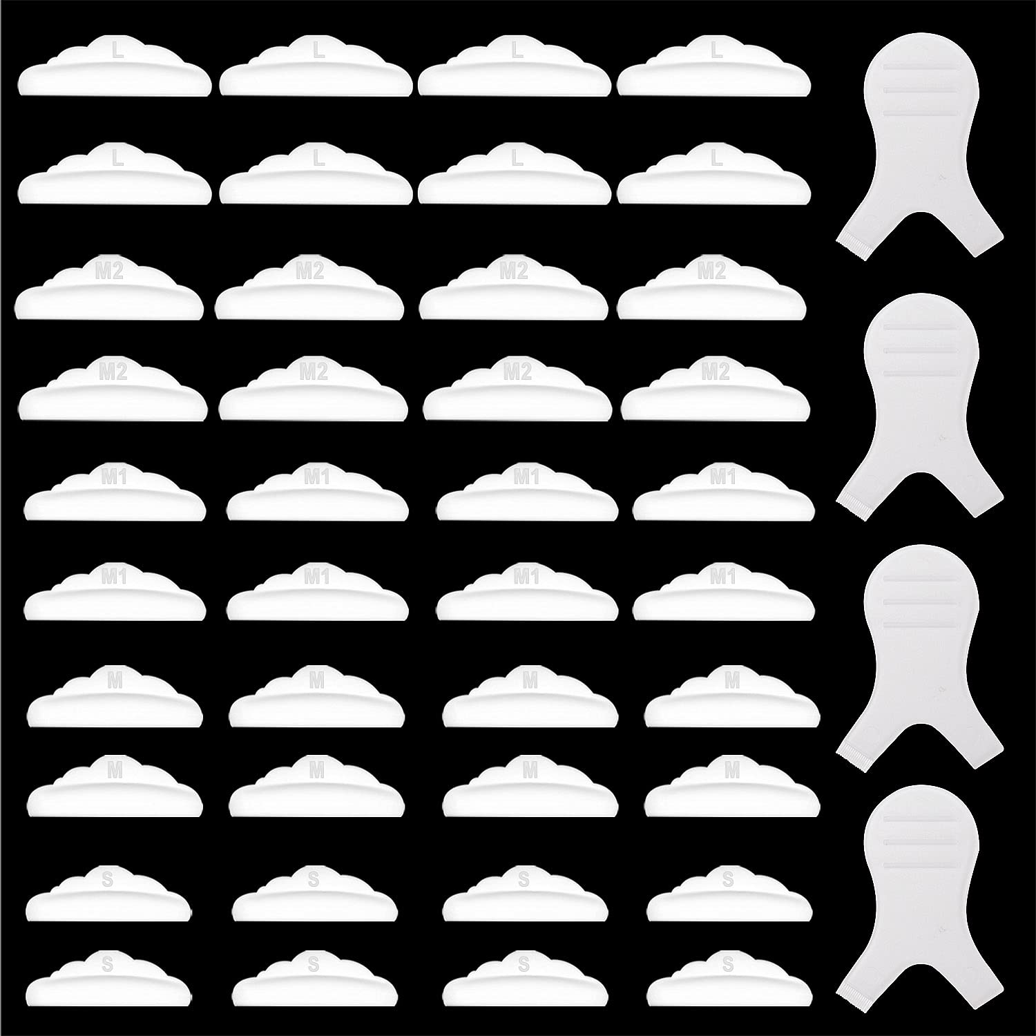 44 Piece Lash Lift Rods,Silicone Eyelash Perming Curler Makeup Tools,5 Sizes S/M/M1/M2/L,Reusable Lash Lifting Pads (Transparent