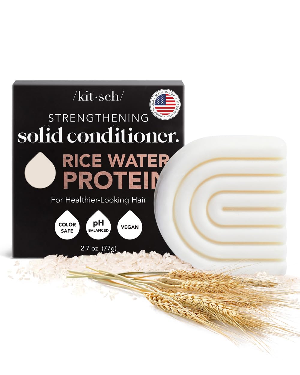 Kitsch Rice Water Protein Conditioner Bar For Hair Growth & Strengthening  Made In Us  Holiday Gift  Eco-Friendly Cleansing And
