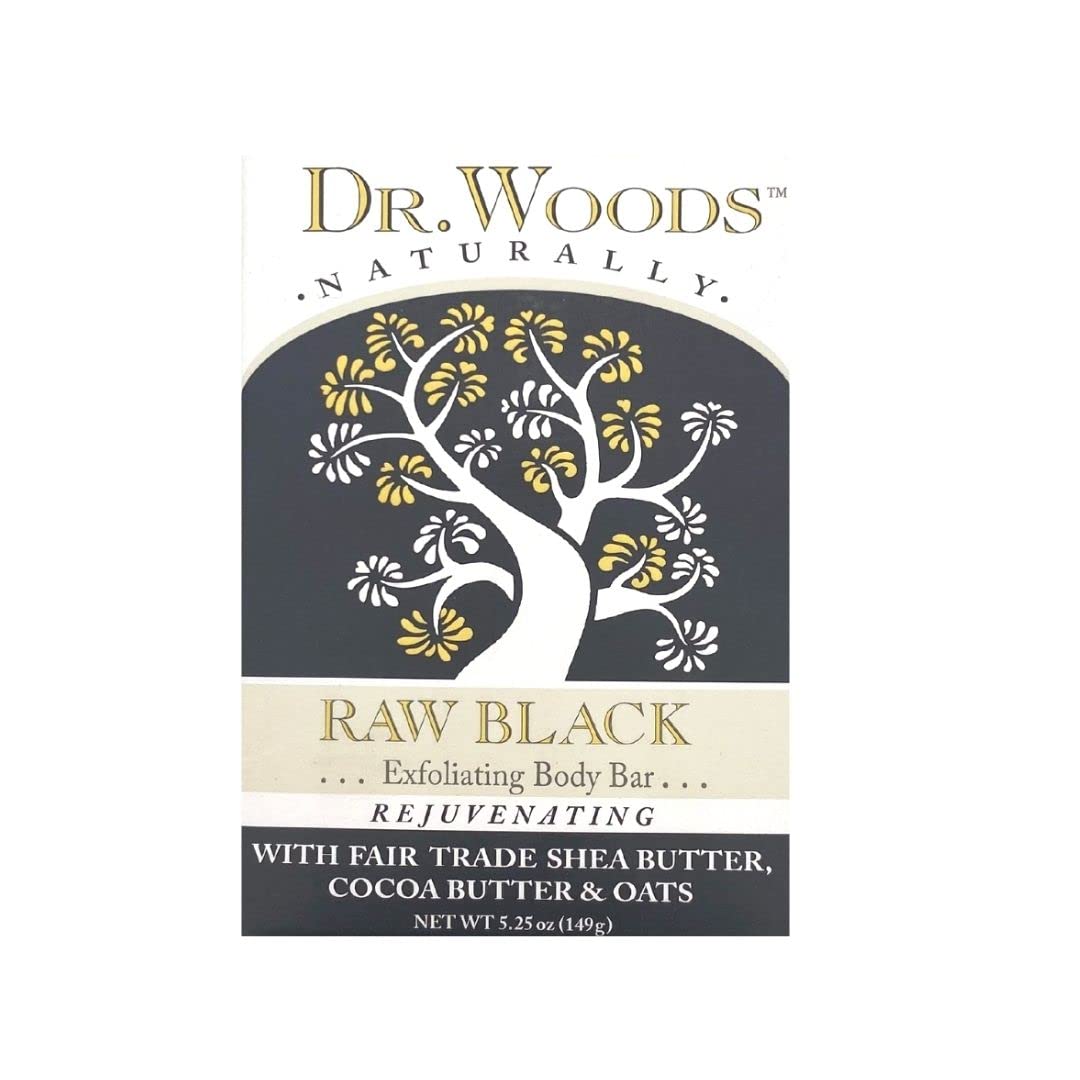Dr. Woods Raw Black Rejuvenating Exfoliating Body Bar with Organic Shea Butter 5.25 Ounce