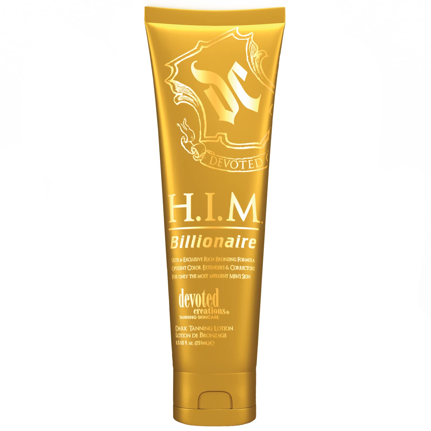 Devoted Creations H.I.M Billionaire Dark Tanning Lotion - Ultra-Exclusive Rich Bronzing Formula with Opulent Color Extenders and
