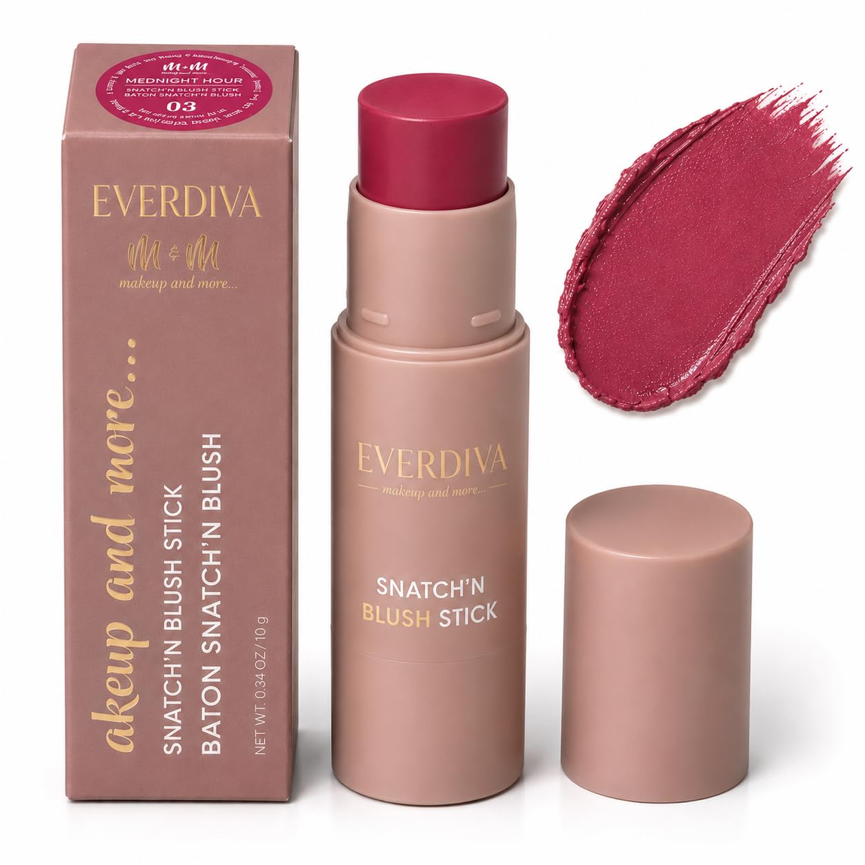 Creamy Blush Stick For Cheeks, Long Lasting Cream Blush For Face Makeup, High Pigment Blusher (Midnight Hour.)