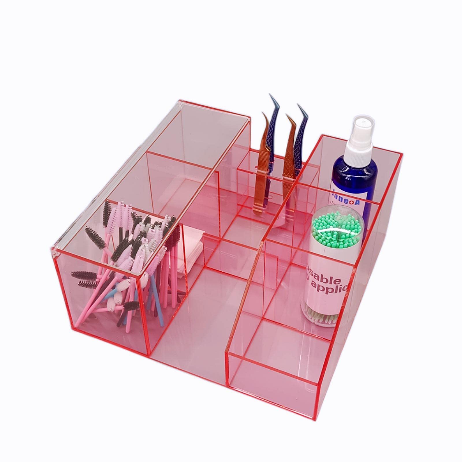 Eyelash Beauty Organizer, Acrylic Eyelash Grafting Tool Storage Beauty Tool W/Tweezers Holder Display Boxes for Home Eyelash Sal