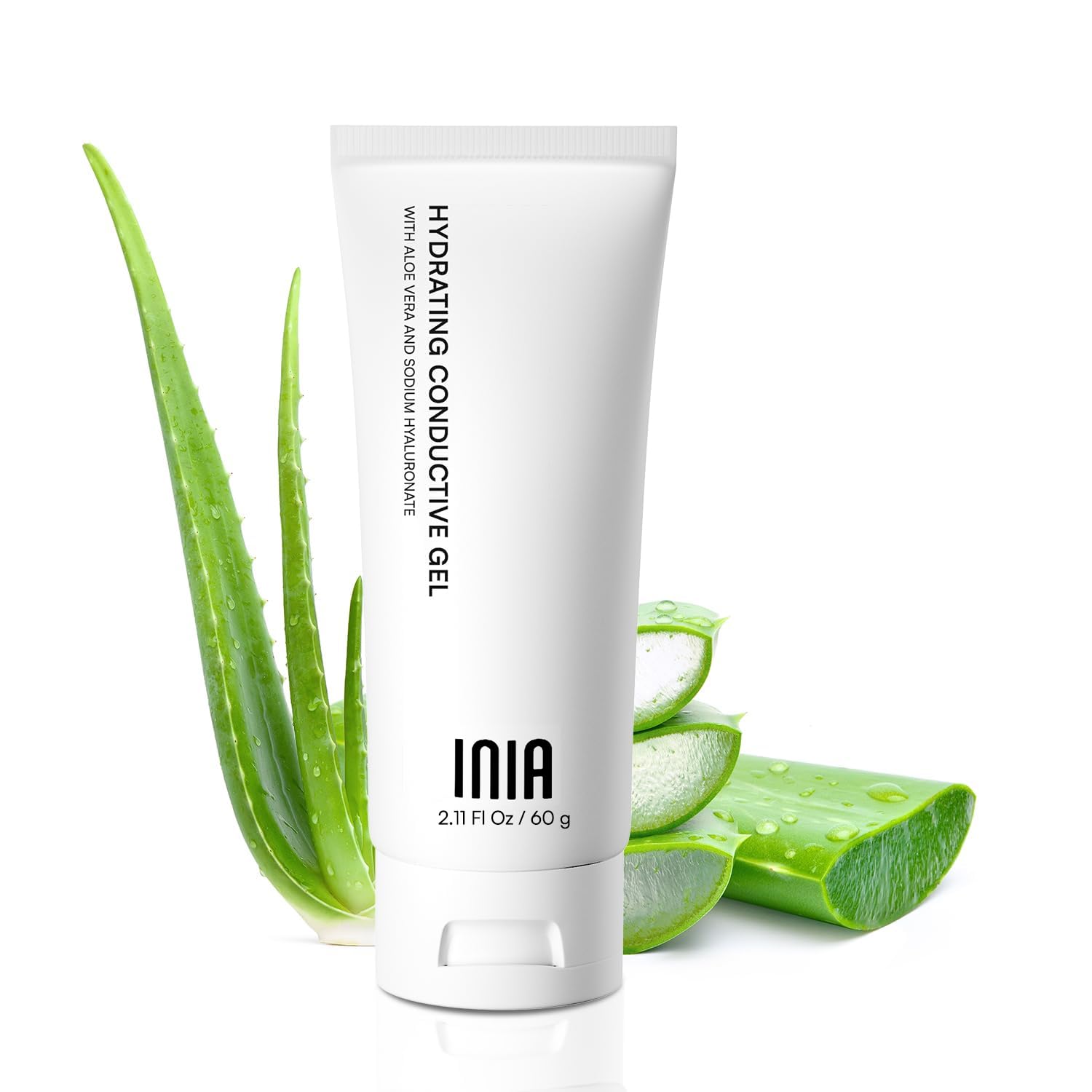 Inia Microcurrent Conductive Gel For Korean Skin Care Machines & Face Massagers - Hydrating Gel Primer With Hyaluronic Acid Faci