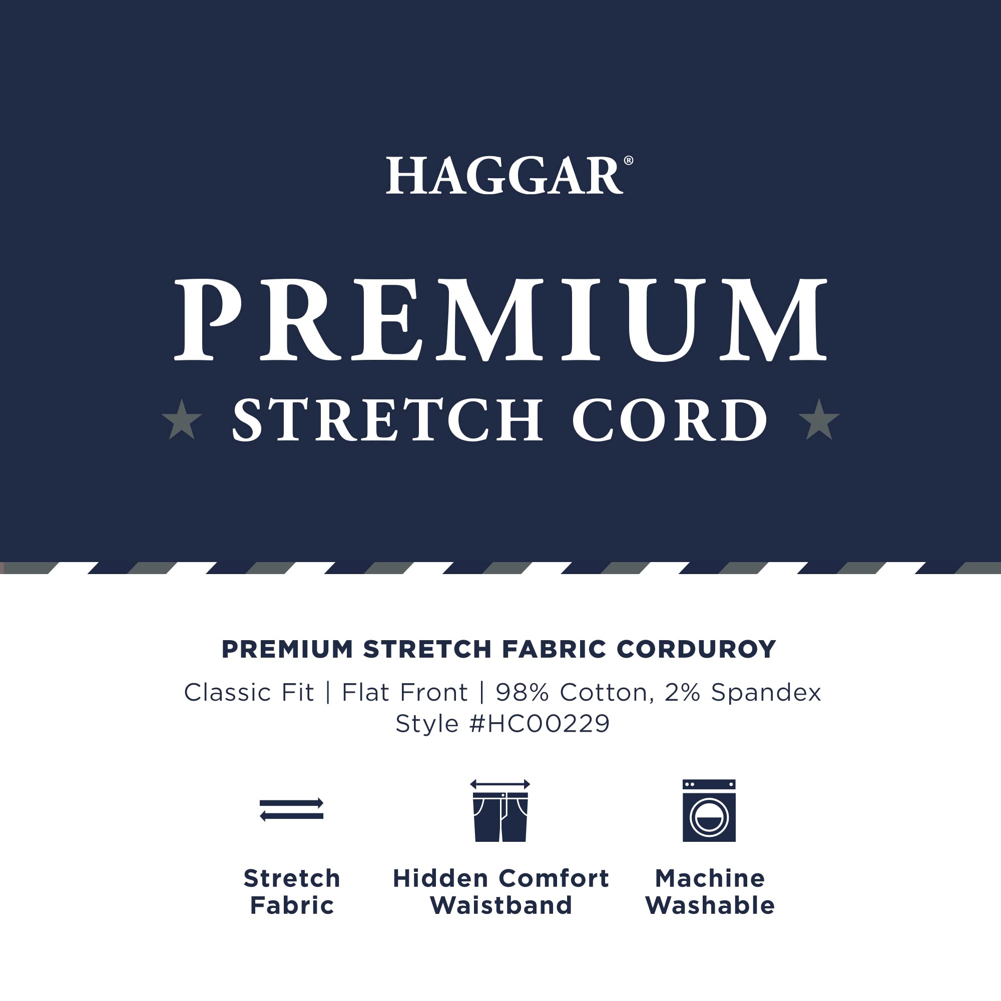 Haggar mens Stretch corduroy Expandable Waist classic Fit Flat Front Pants, Espresso, 38W x 31L US