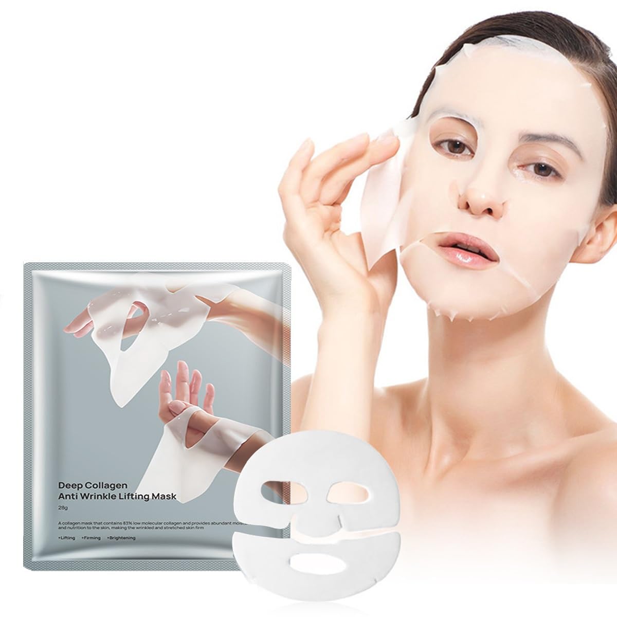 Collagen Face Mask,Deep Collagen Anti-Wrinkle Lifting Overnight Mask,Facial Sheet Masks With Low Molecular Weight Collagen For L