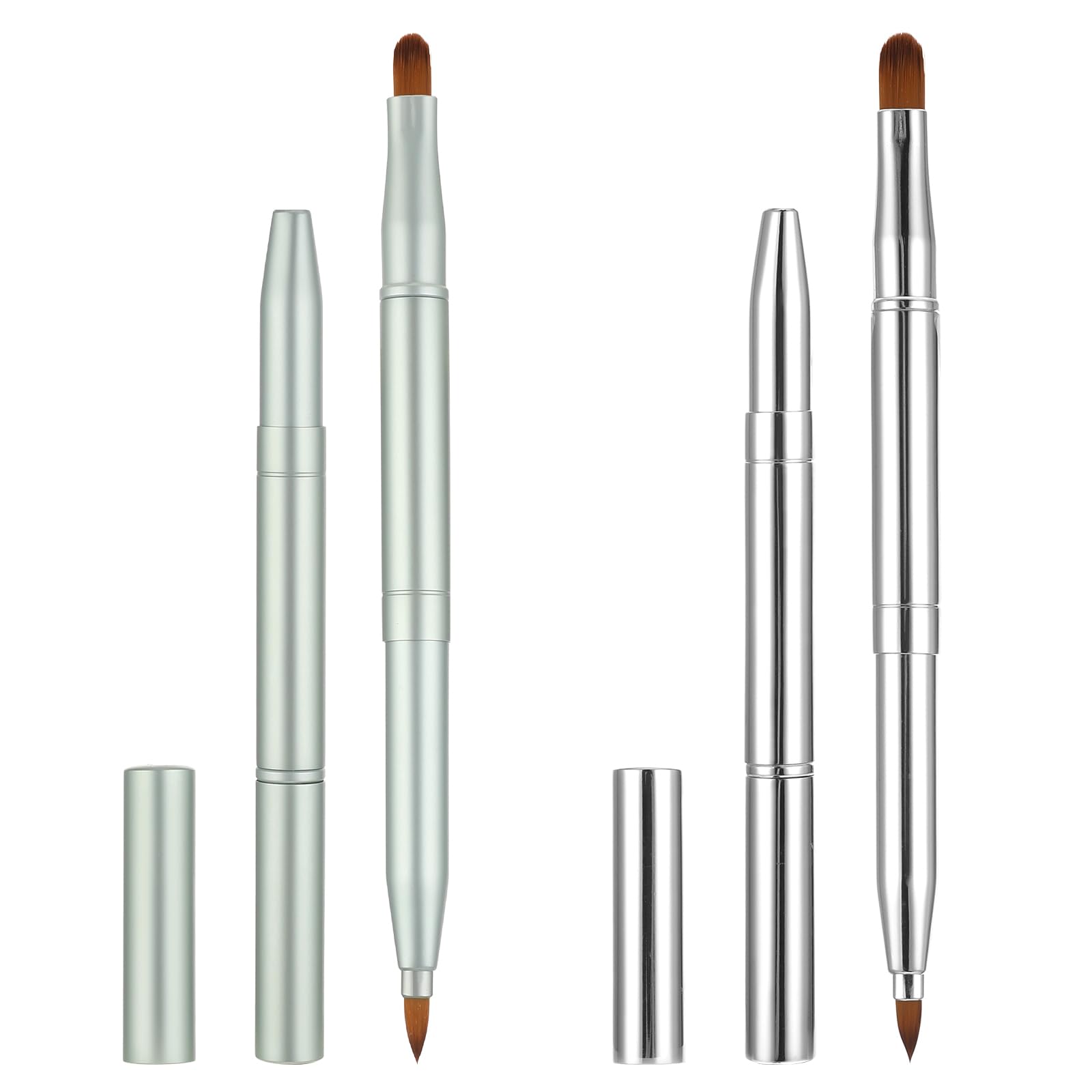 2 Pack Retractable Lip Brush DoubleEnded Lip Makeup Brushes for Lipstick with Cap Lipstick Brush LipGloss Applicator Travel, S