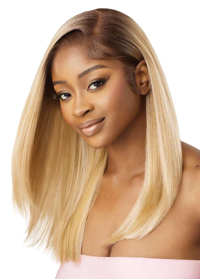 Outre Airtied 100% Fully Hand-Tied Wig - Human Hair Blend - Sleek Yaki 20 (DRST2/CHOCOLATE CARAMEL)