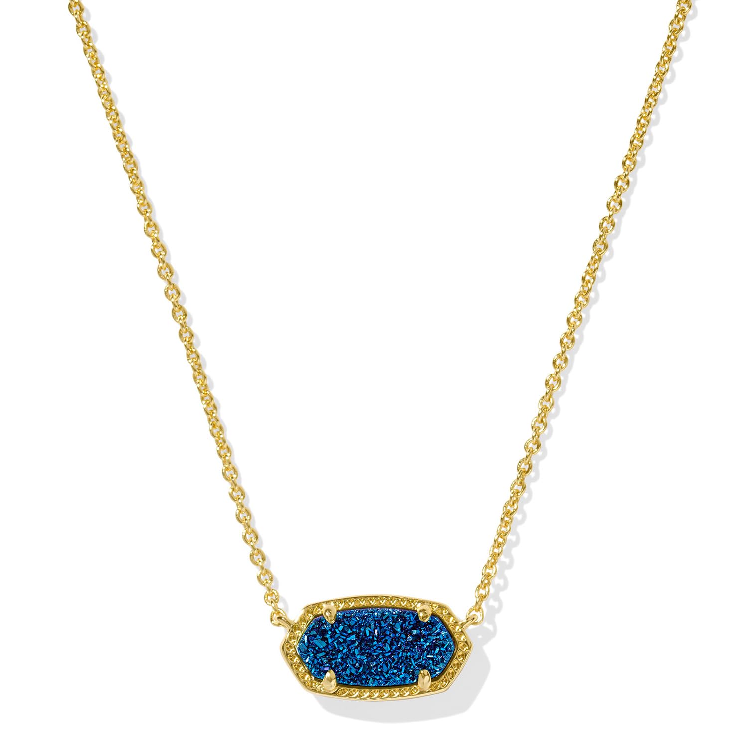 Kendra Scott Elisa Pendant Necklace for Women, Fashion Jewelry, 14k Gold-Plated, Blue Drusy