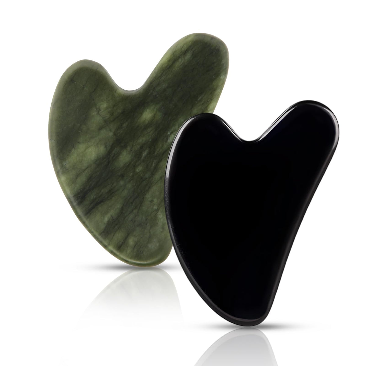 FUIYOOCEN Gua Sha Facial Tools 2 Pack, Natural Jade Guasha Tool for Face,Double Chin & Jawline, Gua Sha Stone Self-Skin Care Fac