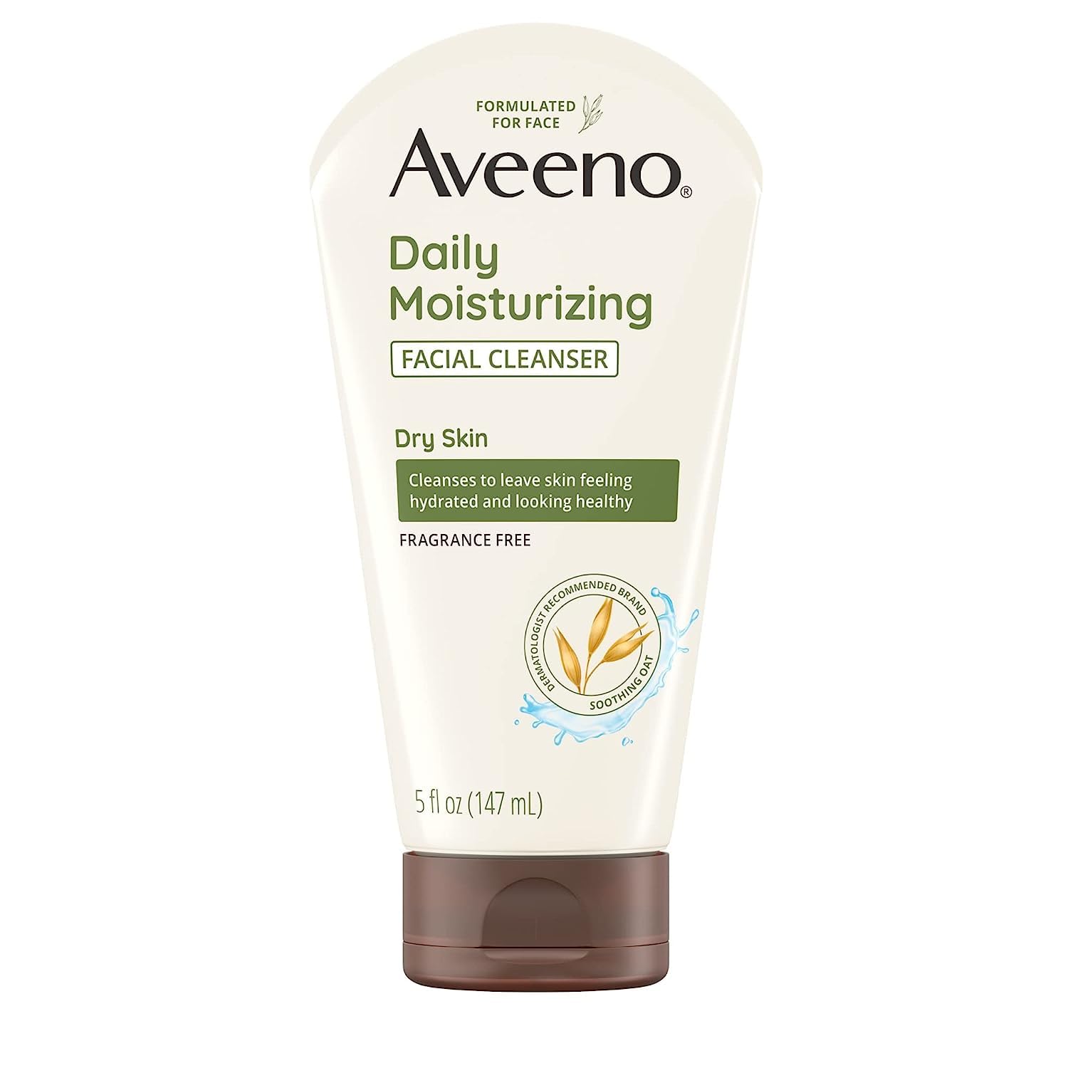 Aveeno Daily Moisturizing Facial Cleanser with Soothing Non-GMO Oat, Hydrating Face Wash for Soft & Supple Skin, Free of Paraben