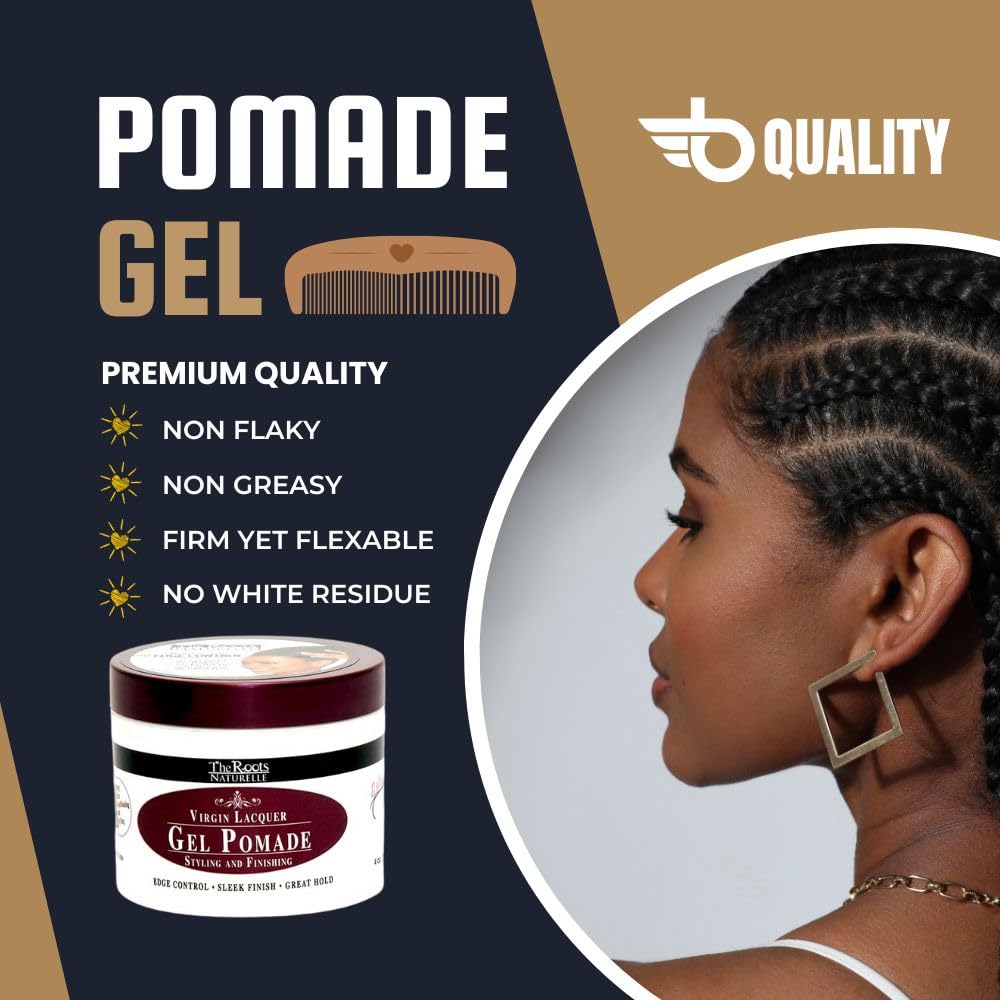 The Roots Naturelle Virgin Lacquer Gel Pomade For Edge Control (8 oz Jar)