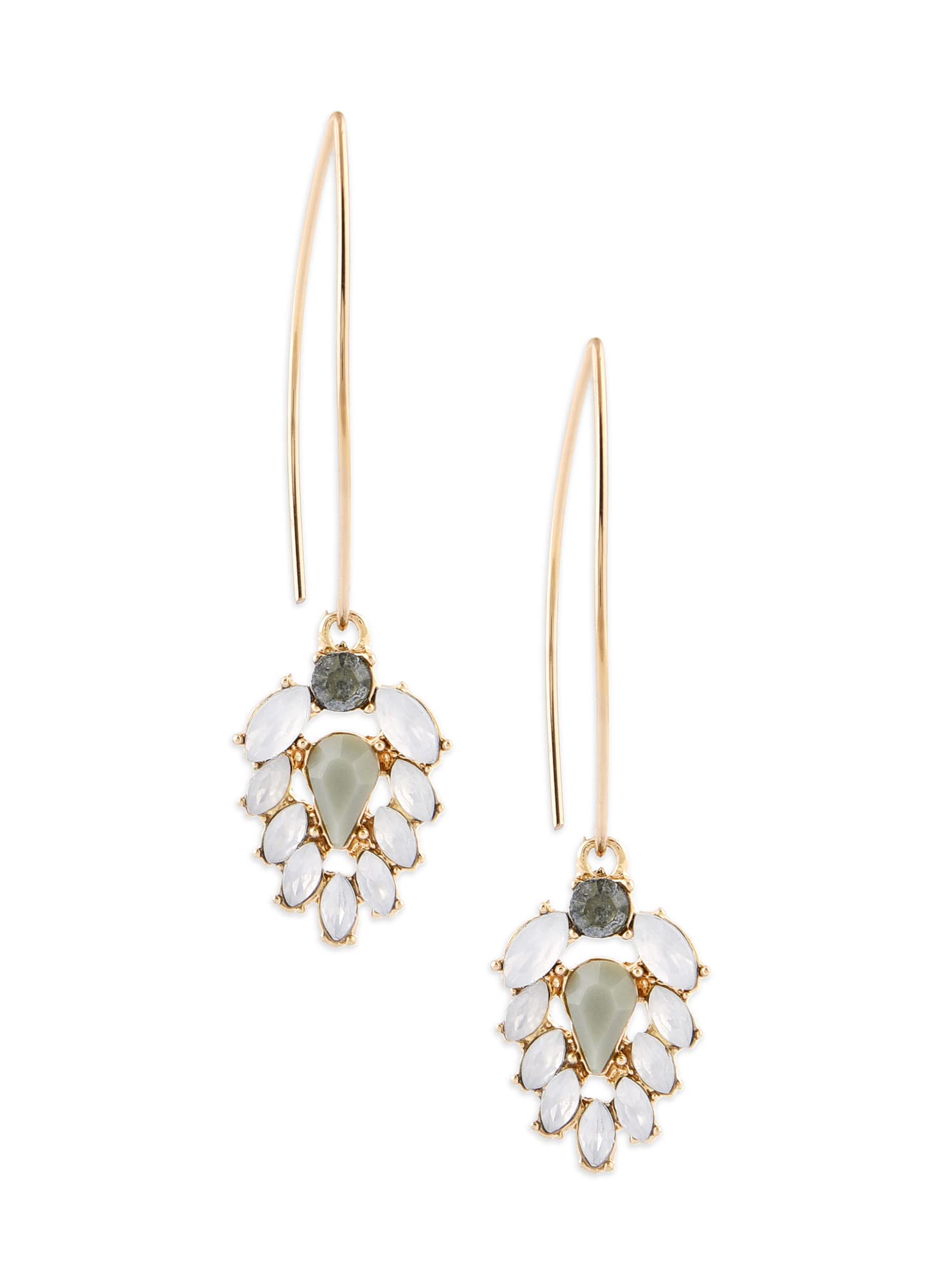 Ami Grey Dazzling Stones Embellished Contemporary Drop Earring For WomenZpfk20337