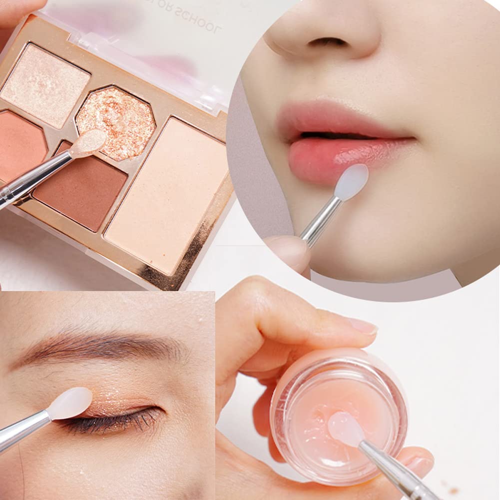 Lormay Silicone Lip Brushes With Transparent Handles And Caps. Perfect Tools For Applying Cream Lip Mask, Eyeshadow, And Lipstic