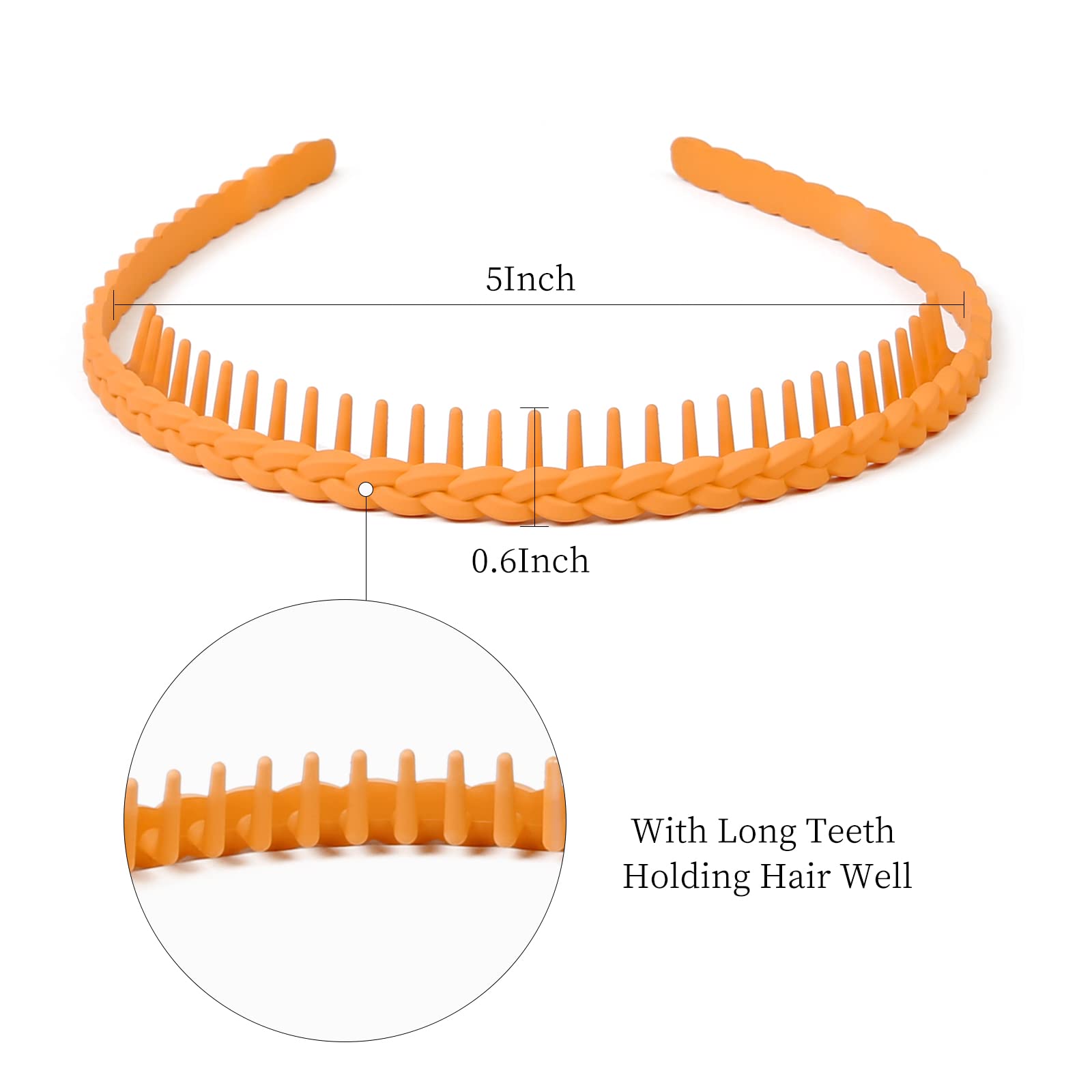 WOVOWOVO Braided Thin Headbands for Women, 12 Packs Plastic Hair Bands with Long Teeth for Girls Teens, Non Slip Fashion Hair Co