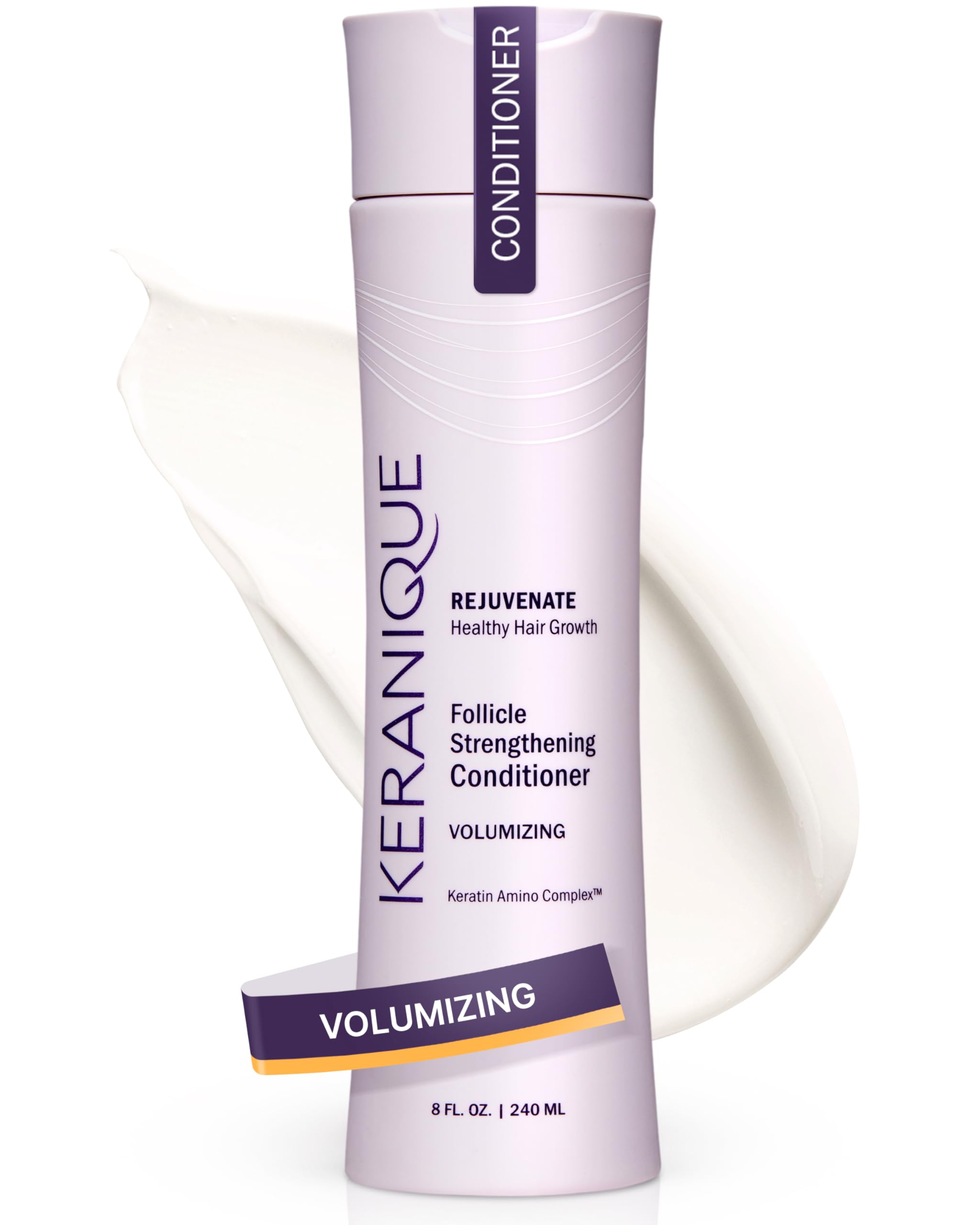 Keranique Volumizing Keratin Conditioner for Thinning Hair, Hair Regrowth | Keratin Amino Complex, Free of Sulfates, Dyes and Pa