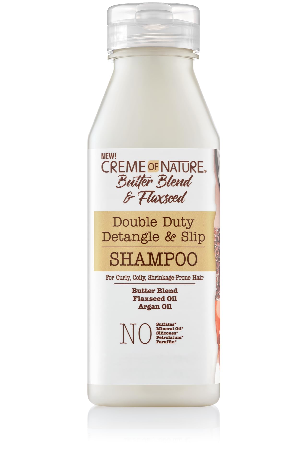 Creme Of Nature, Double Duty Detangle & Slip Shampoo, Butter Blend, Argan Oil, Flaxseed Oil, Moisturizing Formula, 12Oz