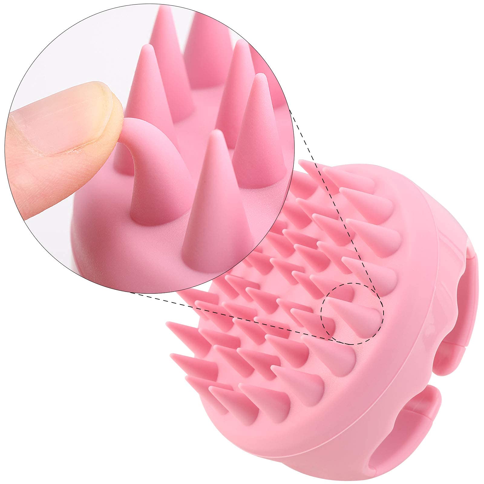 Silicone Hair Scalp Brush Shampoo Brush Scalp Massager Exfoliating Hair Cleaning Brush Head Scrubber For Shower - Pink