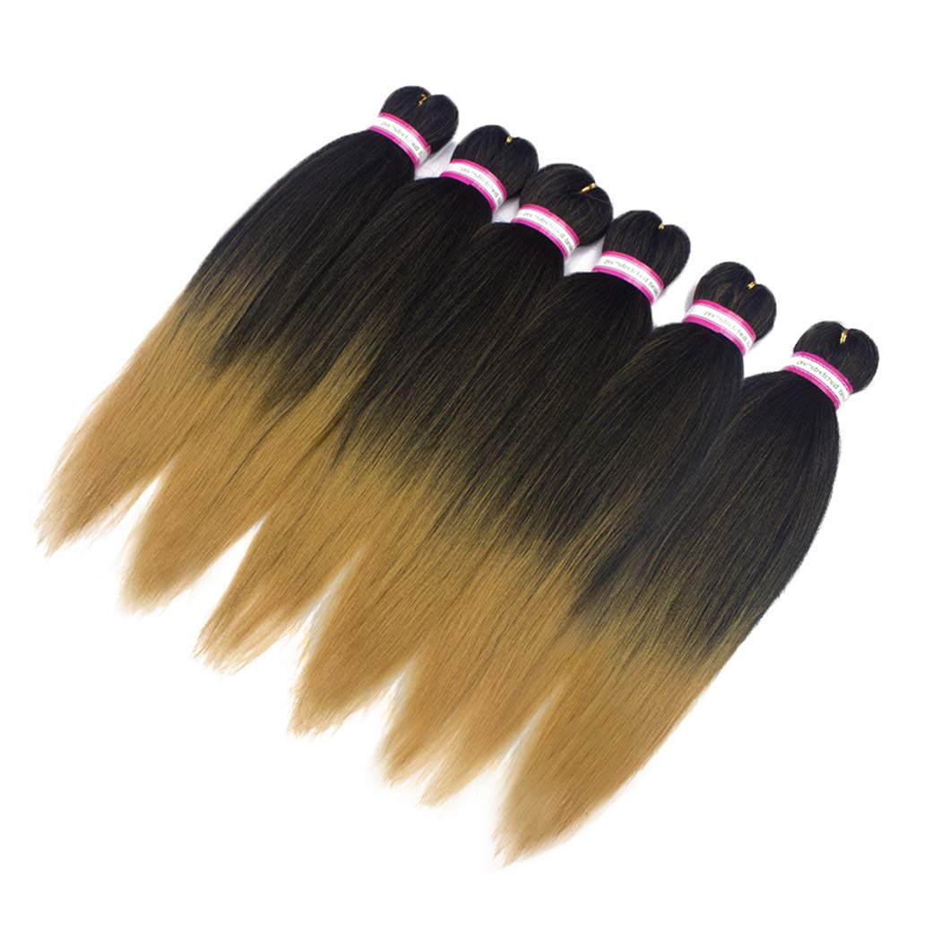 Dorsanee Ombre Honey Blonde Braiding Hair Pre Stretched 20 Inch 6 Packs Braiding Hair Extensions For Crochet Box Braids Twists L
