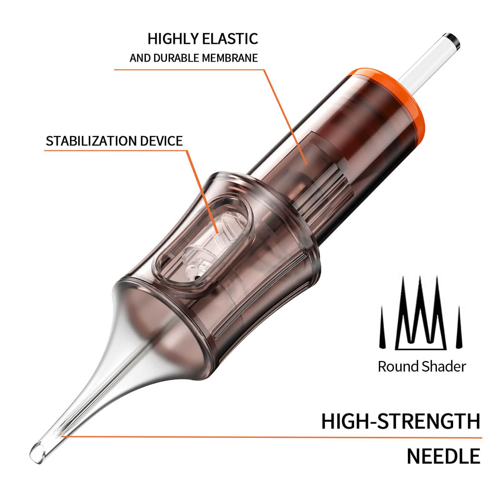A-Minusone 20 Pcs 1214Rs Standard Disposable Tattoo Needle Cartridges - 20 Pack Of Round Shader Needles With Membrane Safety Car