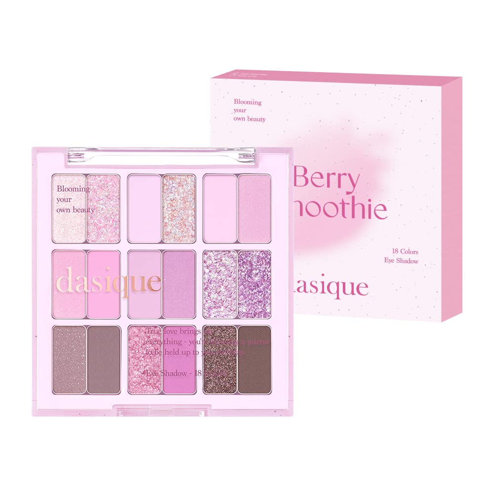 dasique Shadow Palette #18 Berry Smoothie l Vegan, Cruelty-Free l 18 Blendable Shades in Smooth Matte and Shimmer Finishes with