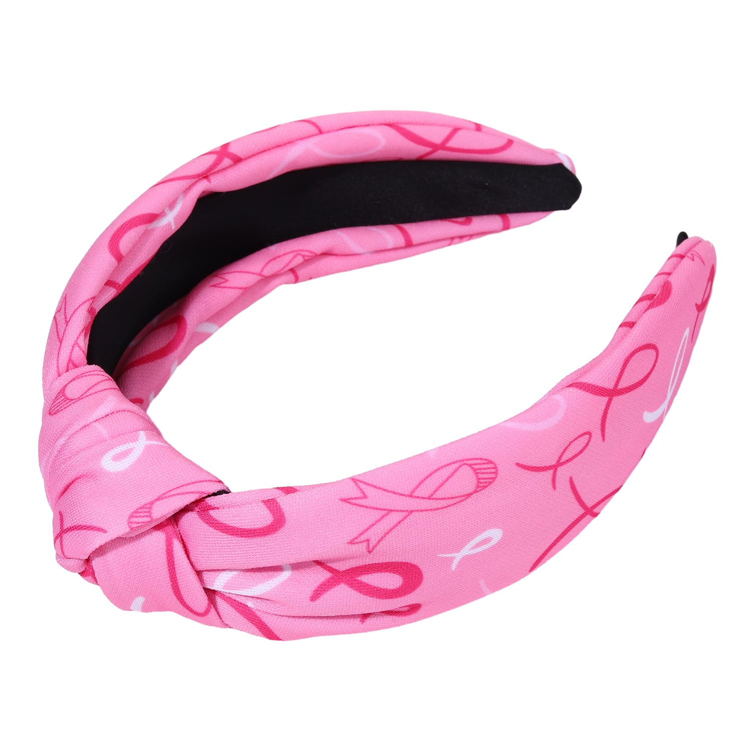 HEIDKRUEGER Knotted Headband for Women Breast Cancer Awareness Headband Printing Pink Ribbon Headbands Wide Pink Hairband Hair A