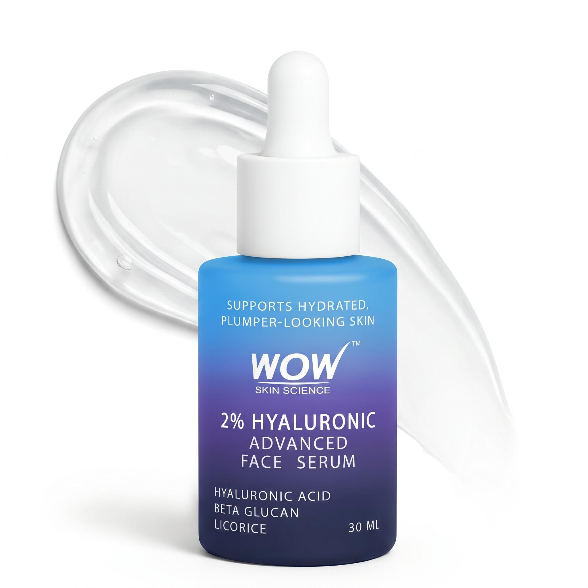 Wow Skin Science 2% Hyaluronic Acid Advanced Face Serum With Beta Glucan & Licorice | Deep Hydration, Plumper Skin & Barrier Sup