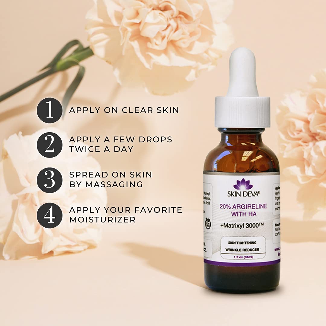 SKIN DEVA 20% Argireline Serum with Matrixyl 3000 Pure Hyaluronic Acid Serum For Face Deep Wrinkle Reducer Anti Aging Tones Skin