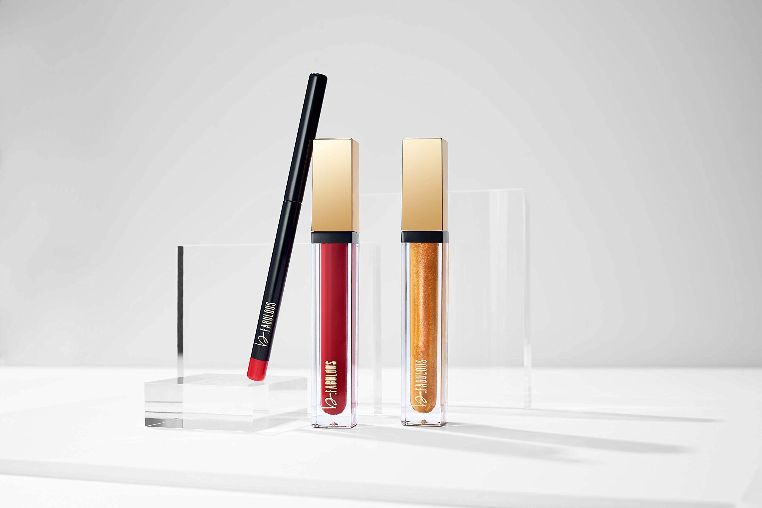 One Click Beauty B.Fabulous 3-Piece Lip Kit, Longwear Makeup, Smudge Proof Liquid Lipstick, Gloss, And Pencil, Matte Finish, The