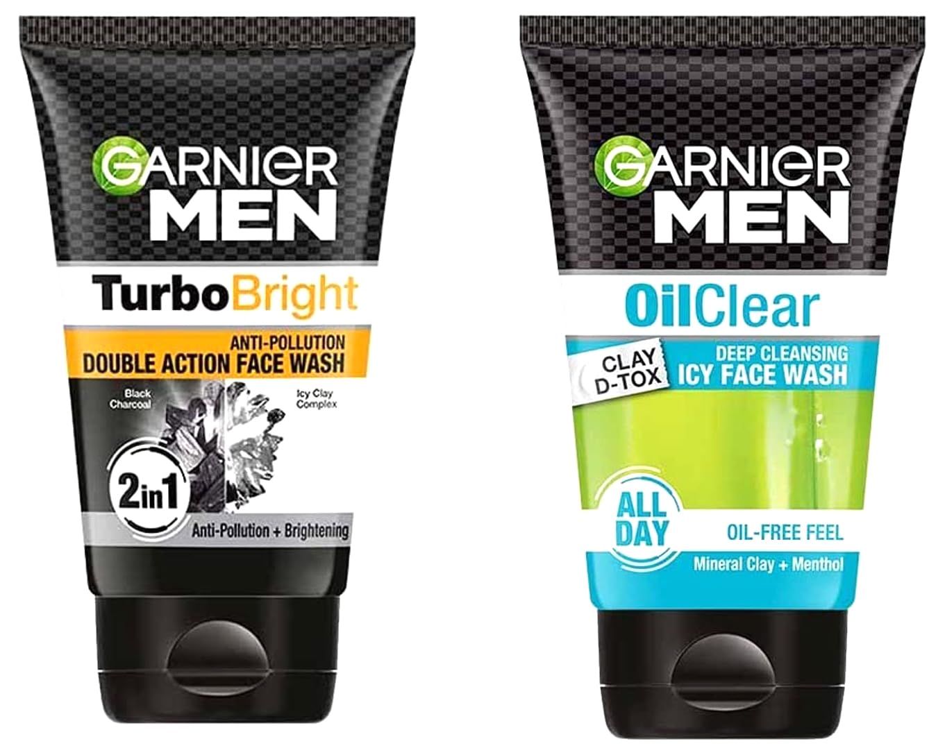 Garnier Men Power White AntiPollution Double Action Facewash, 100Gm And Garnier Men Oil Clear Clay DTox Deep Cleansing Icy Fac