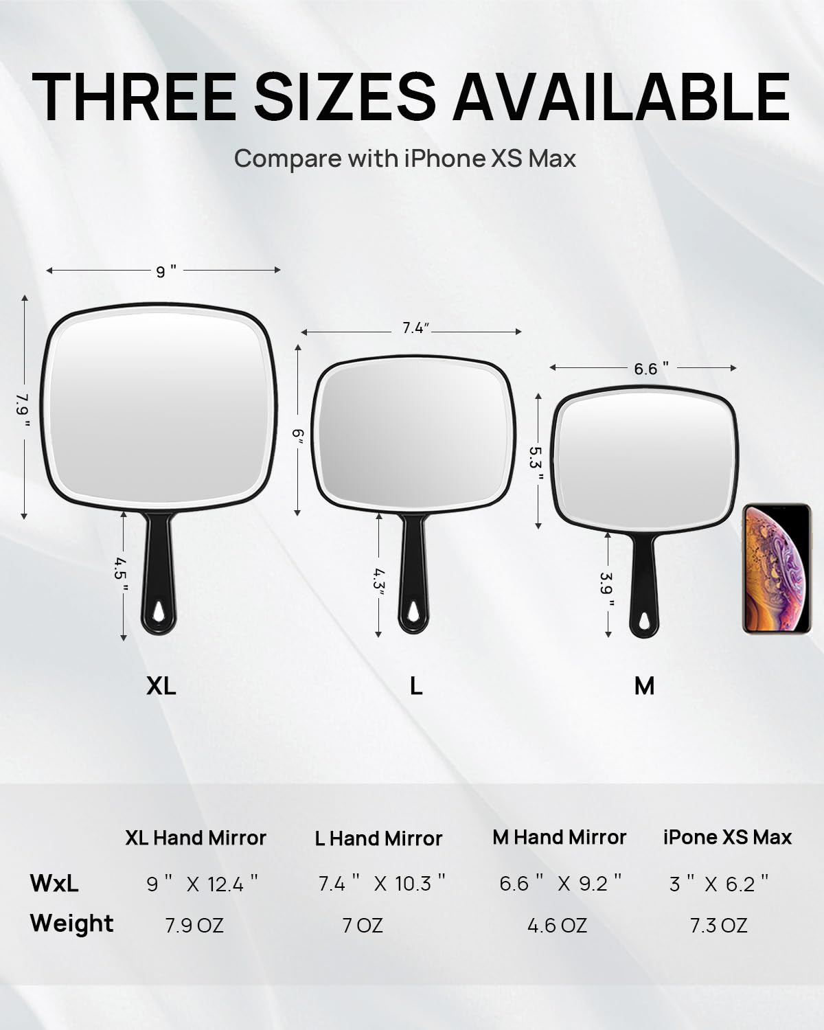 OMIRO Handheld Mirror - Black, 6.6" W x 9.2" L, Glass, Model OMIRO19B001-23NEW
