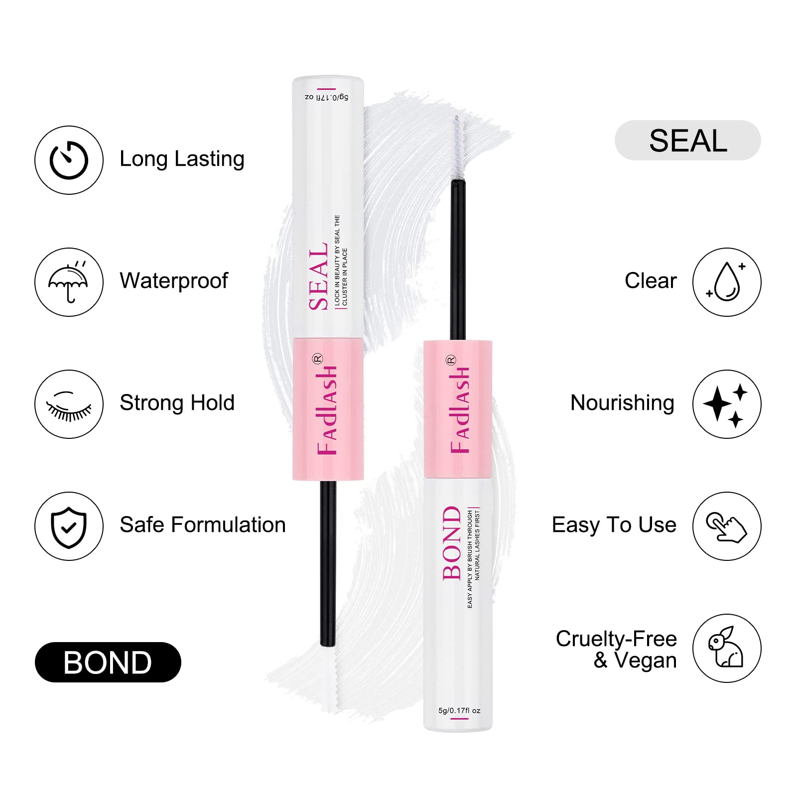 Lash Bond And Seal 10Ml Individual Lashes Glue And Seal Super Strong Hold Diy Lash Extension Kit Hold 48-72 Hours Waterproof Clu