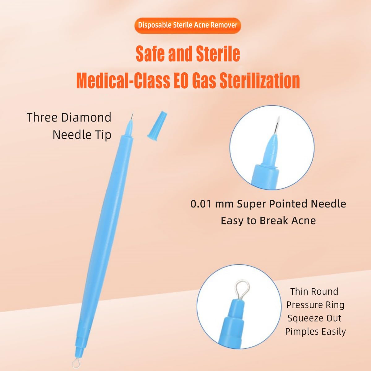 10 Pack of Disposable Sterile Acne Remover Tools Safe Pimple Popper Tool Aseptic Blackhead Remover Tools Sanitary Comedone Extra