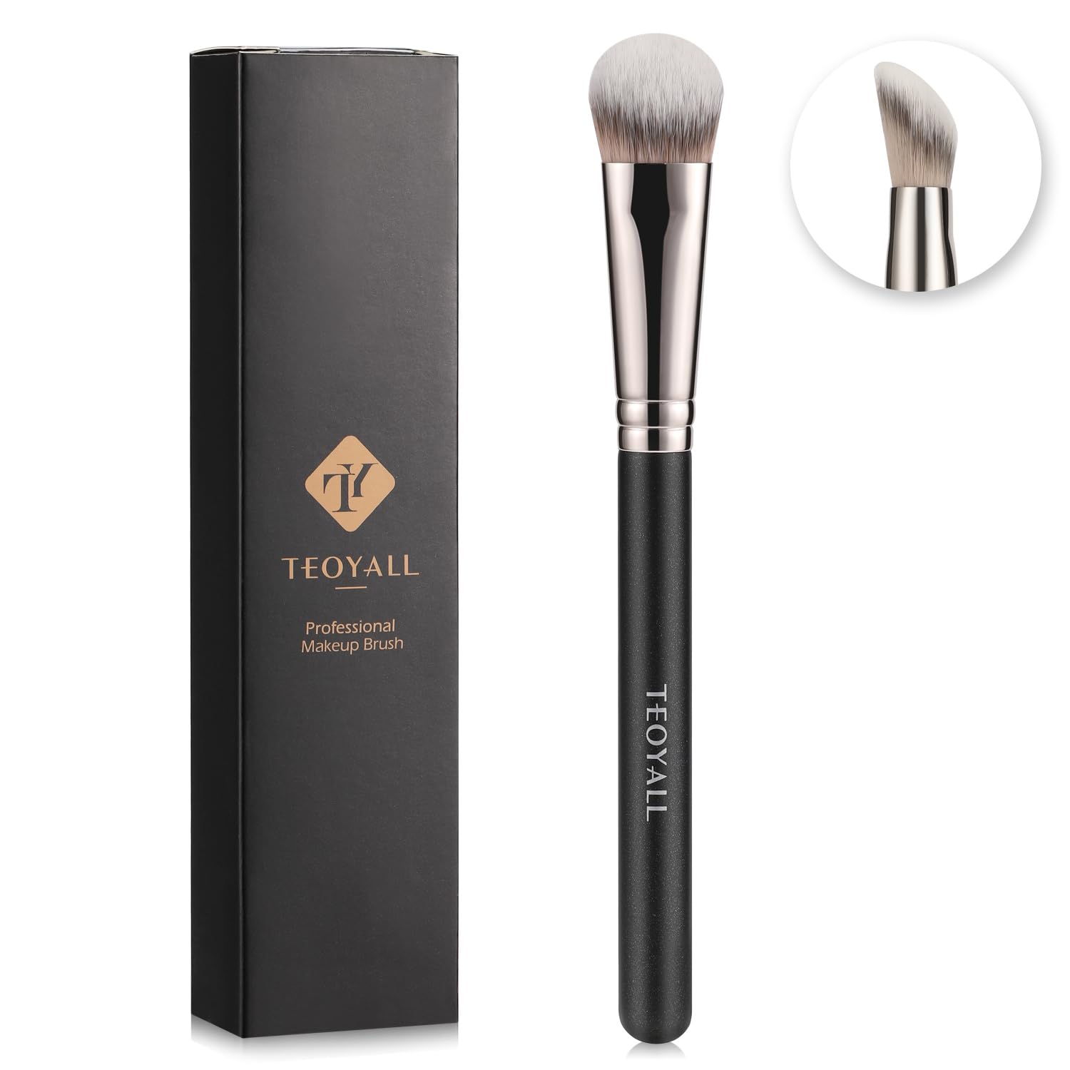 Teoyall Angled Contour Brush, Synthetic Concealer Brush For Blending Setting Buffing With Liquid, Cream And Powder Cosmetic (Ang