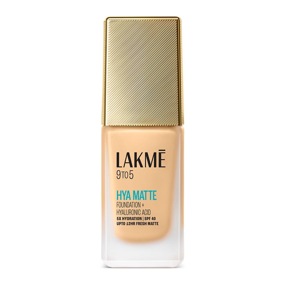 Lakm 9To5 Hya Matte Full Coverage, All Skin Type Foundation + Hyaluronic Acid Warm Creme - 25Ml