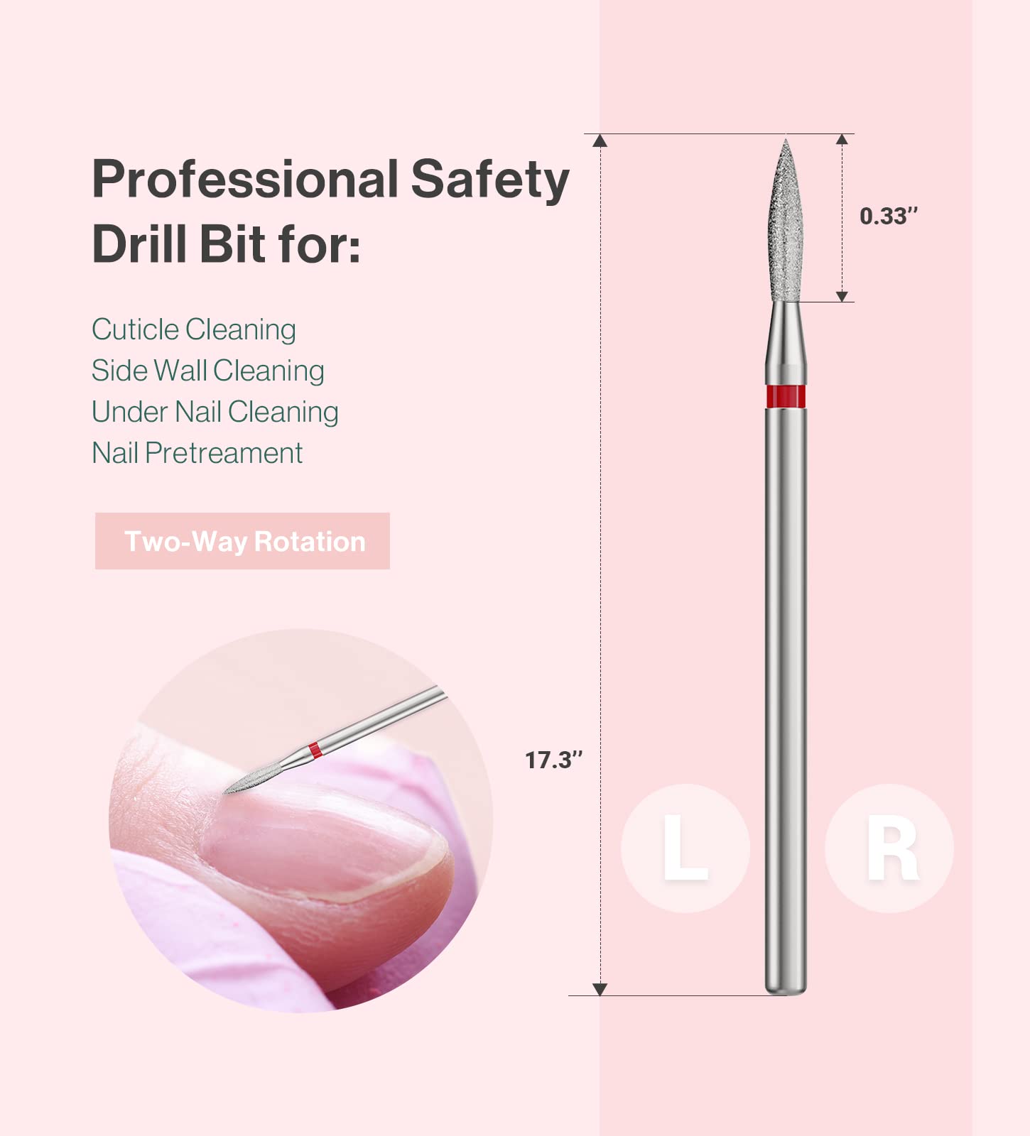 Melodysusie 2Mm Flame Shape Cuticle Clean Nail Drill Bit 3/32'', Professional Safety Carbide Diamond Under Nail Cleaner For Cuti