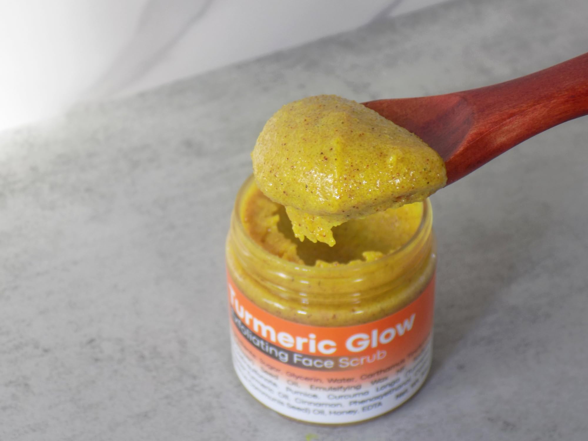 Joli Noir - Turmeric Scrub With Honey & Cinnamon - Fragrance Free Exfoliating Face Sugar Scrub - For Acne, Hyperpigmentation & D