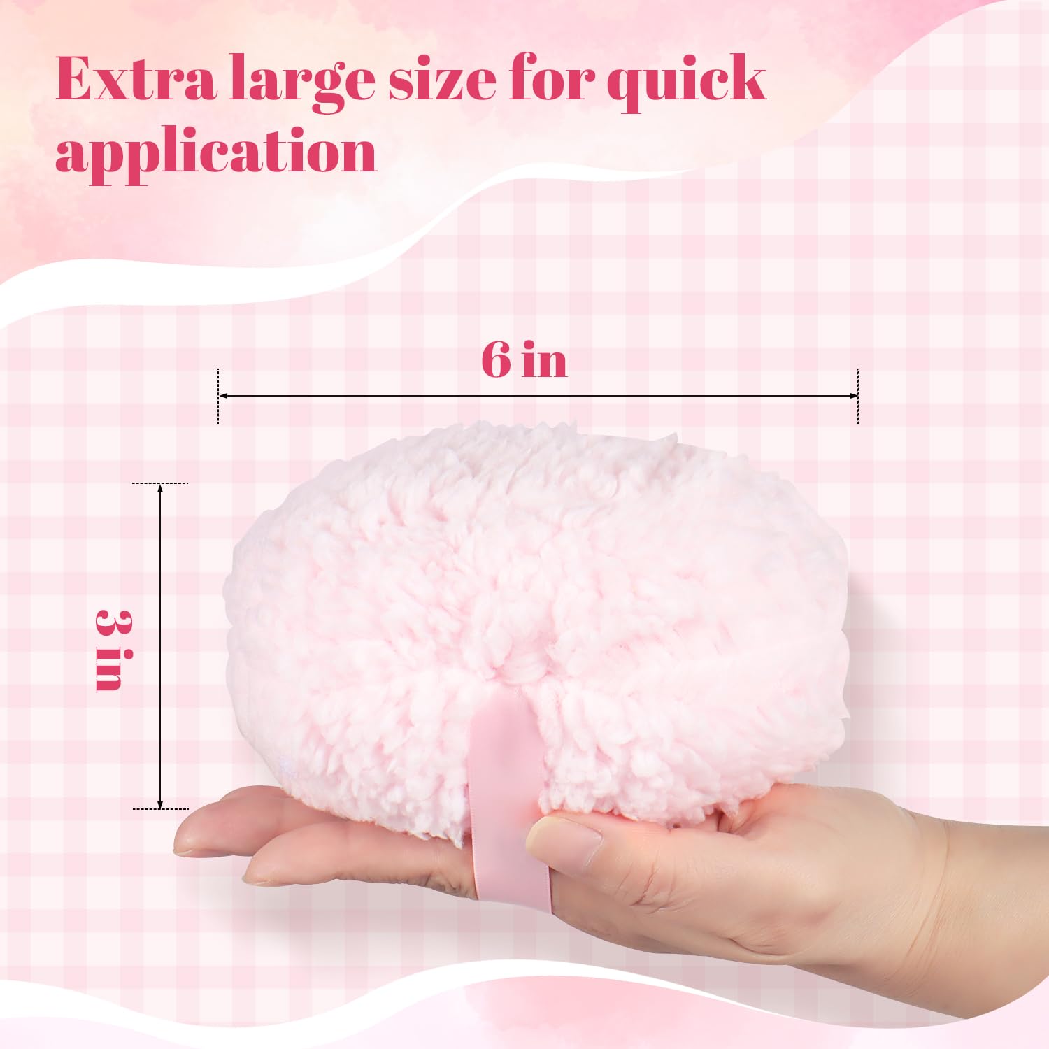 Extra Soft Powder Puff, 6'' X 3'' Large Body Powder Applicator, Dusting Powder Puffs With Loose Powder Container For Women (Pink