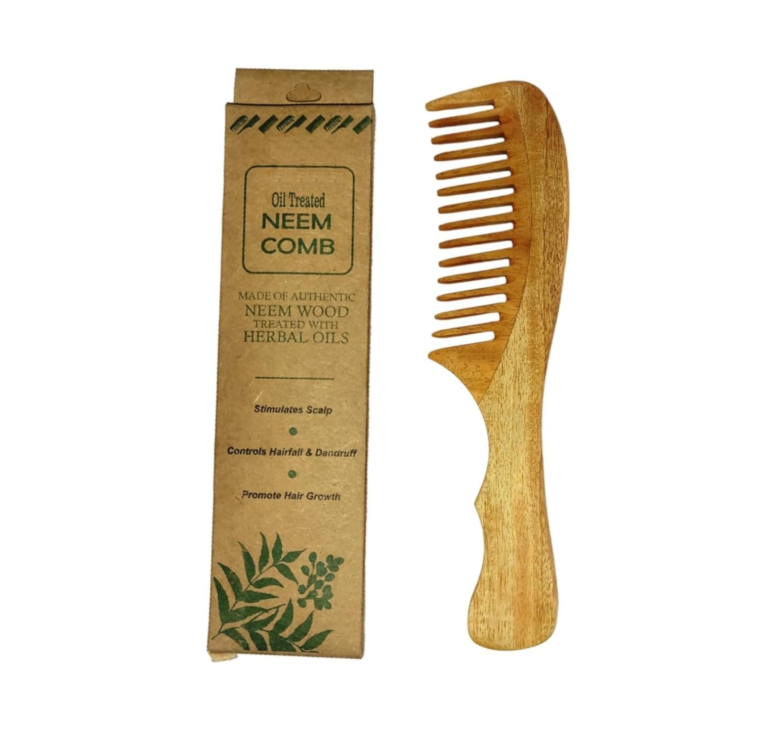 TECHSUPREME 100% Pure & Natural Neem Comb for Men Women | Reduces Hair Fall & Control Dandruff Wide Teeth Wooden Comb | Detangle