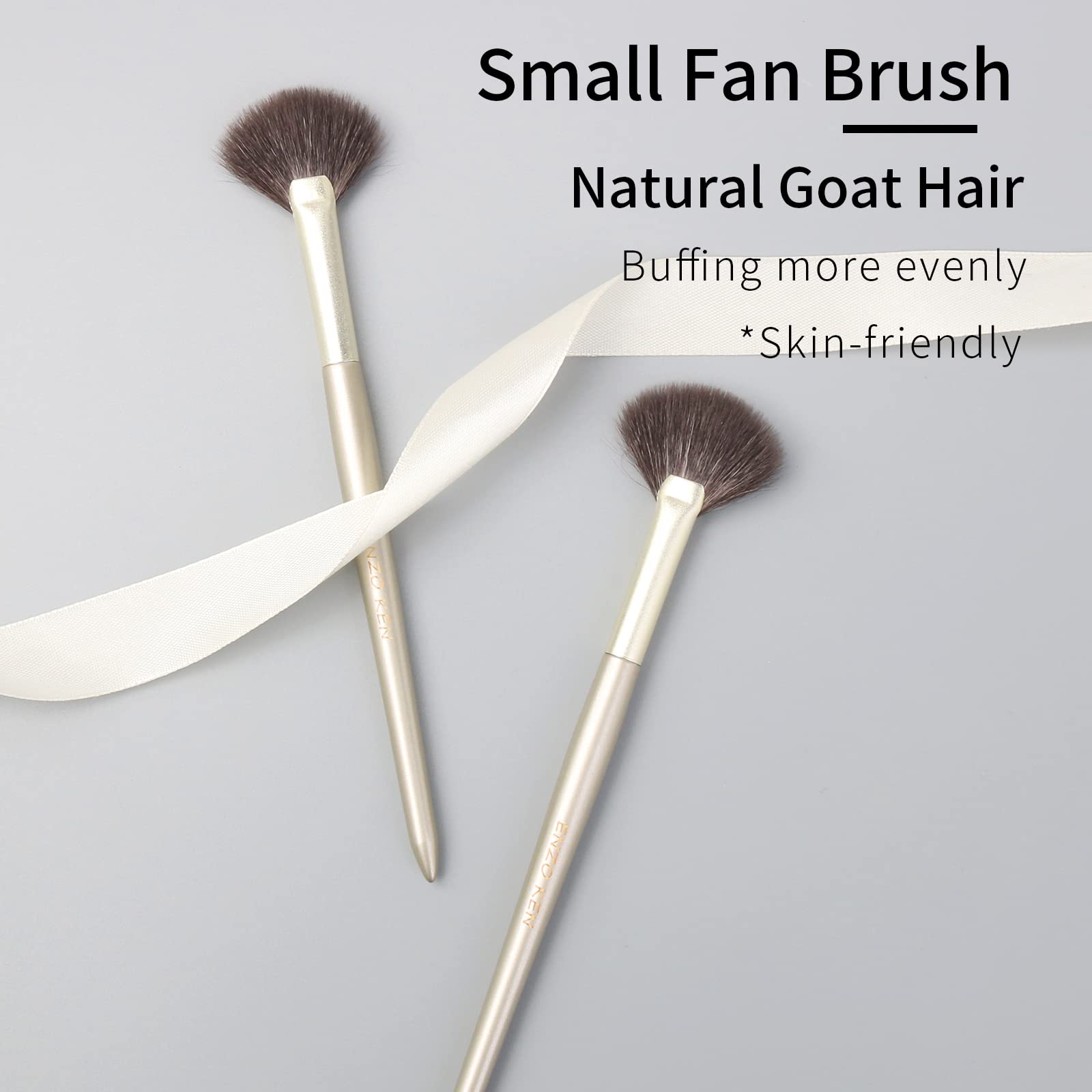 Enzo Ken Fan Makeup Brush, Natural Hair Makeup Brushes, Eye Makeup Fan Brush, Small Powder Brush, Nose Contour Brush For Makeup,