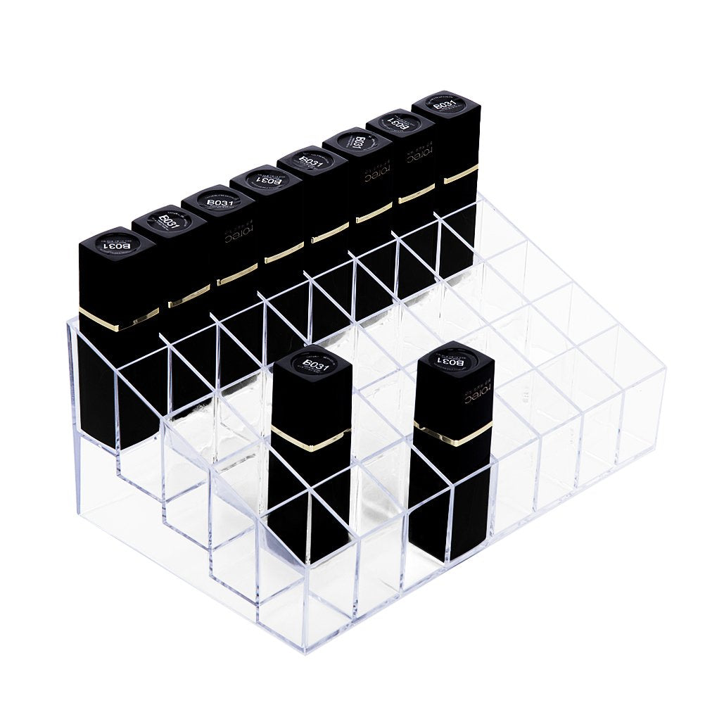 HBlife Lipstick Holder, 40 Spaces Clear Acrylic Lipstick Organizer Display Stand Cosmetic Makeup Organizer for Lipstick, Brushes