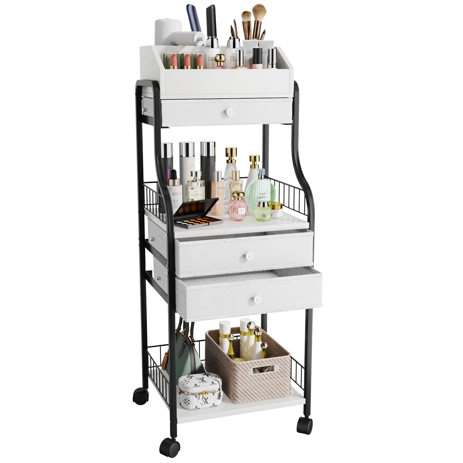 HapiRm Floor Makeup Organizer Storage - Skincare Make Up Organizers and Storage with Drawers, Vanity Organizer Cosmetics Display