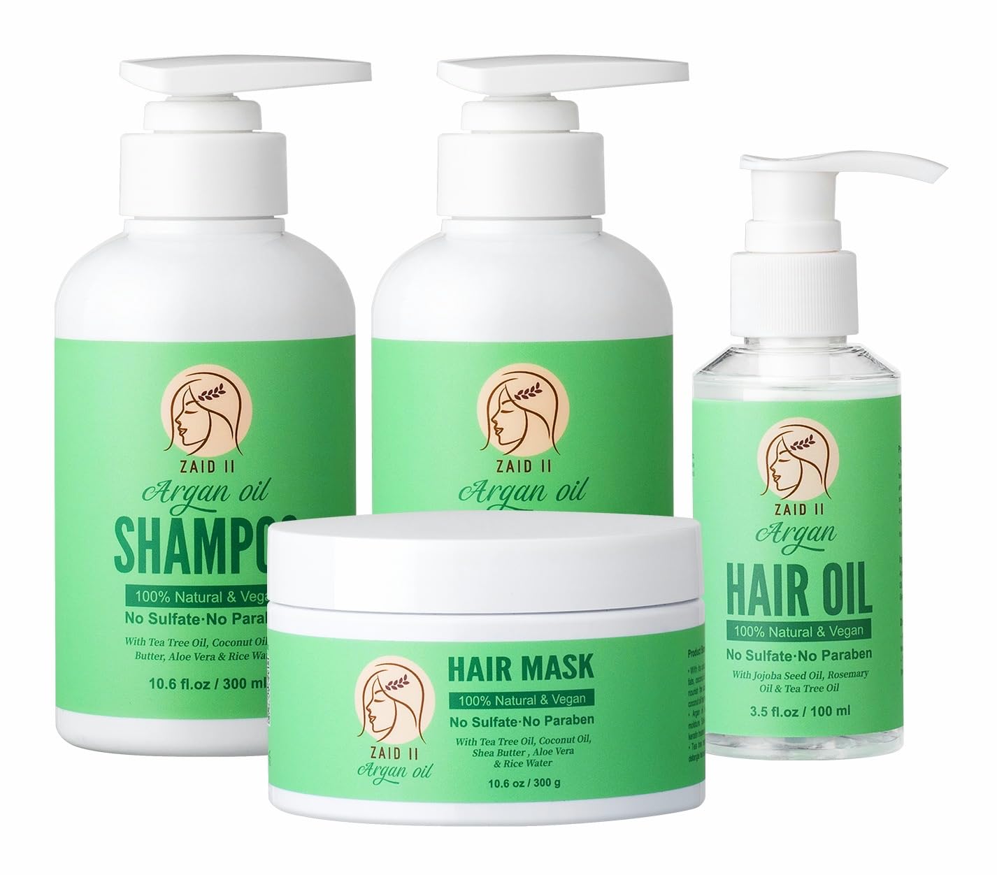 Natural Argan Oil  4 Step Hair Care Set for All Hair Types, Unscented, Liquid, UnisexAdults
