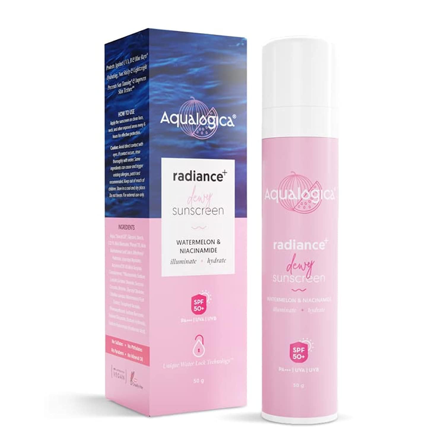Aqualogica Radiance+ Dewy Face Sunscreen With Spf 50+ & Pa+++ | Broad Spectrum Protection & No White Cast | Gives Radiant Skin W
