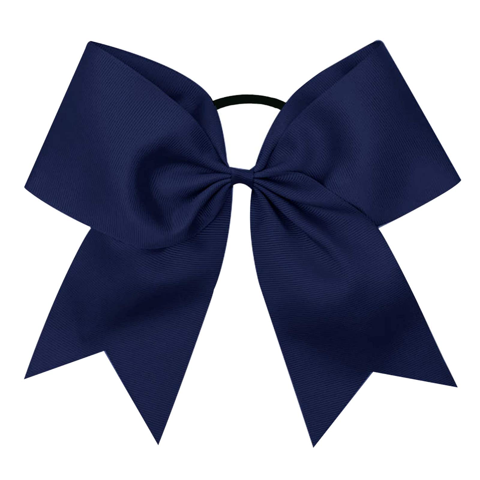 16Pcs 8 '' Large Cheer Hair Bows Ponytail Holder Elastic Band Handmade For Cheerleading Teen Girls College Sports (16 Pcs) (Navy