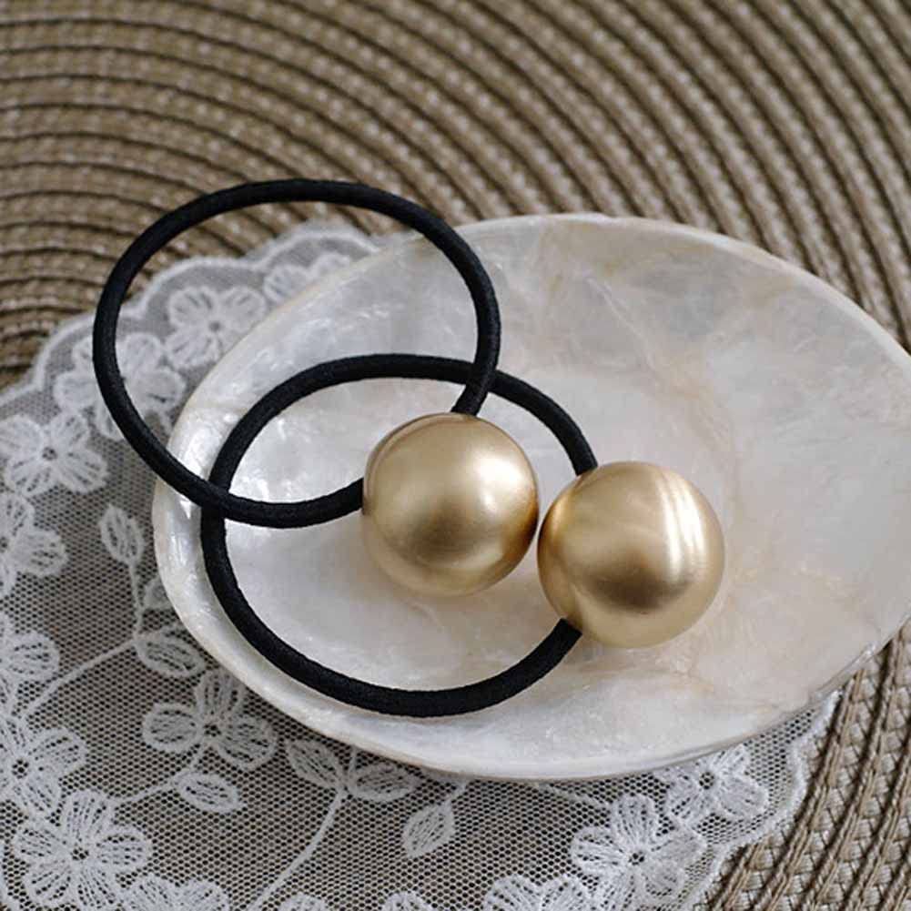 3 Pcs Metal Ball Hair Ties Elastic Hair Bands Simple Round Ball Hair Ropes Ponytail Holder Hair Accessories for Women and Girls