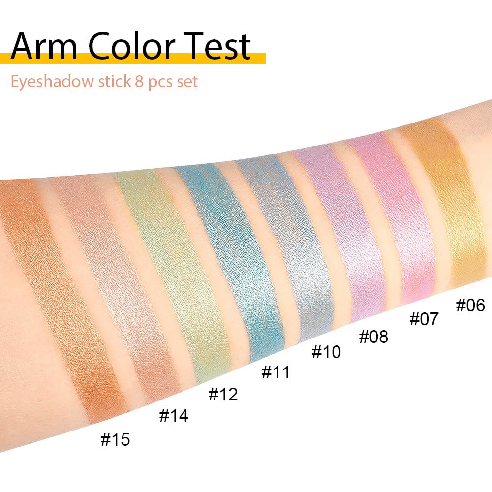 Amy'S Diary Eyeshadow Pencil Cream Stick 8 Pcs Set, Eye Eyeshadow Waterproof Pearl White Black Grey Silver Shimmer Metallic Eyes