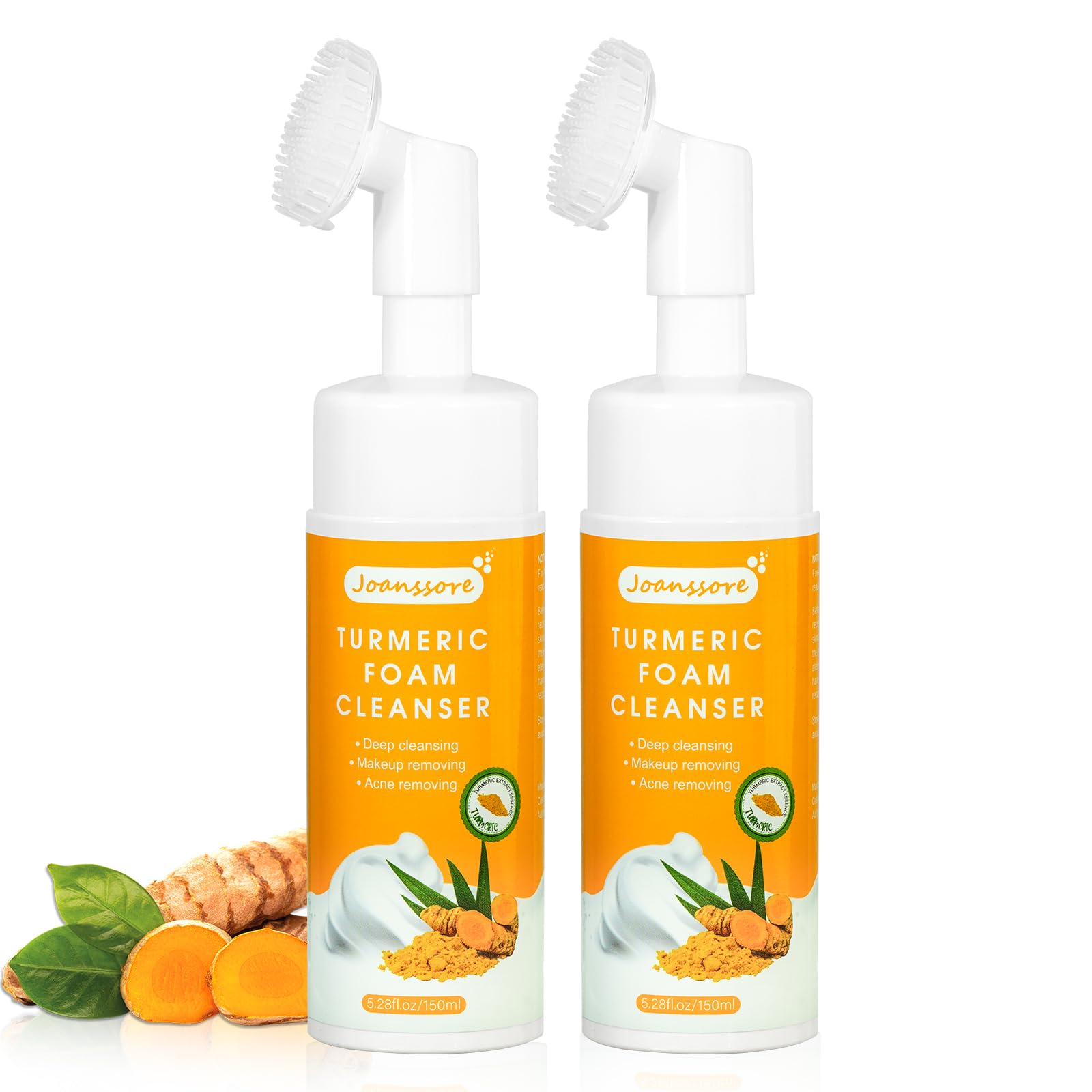 Joanssore 2Pcs Turmeric Facial Cleanser, Turmeric Face Wash, Turmeric Foaming Cleanser, Foaming Face Wash, Tumeric Face Wash, Tu